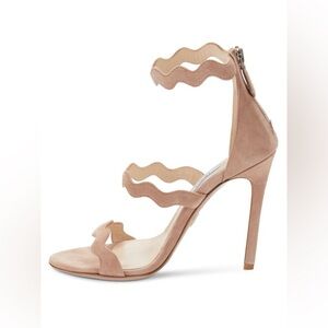 J. Crew Nude  Scalloped Strap Suede Sandals